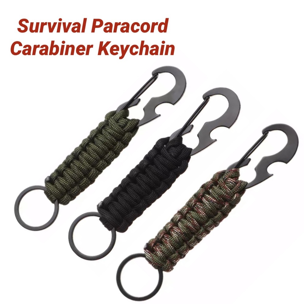 Outdoor Carabiner Military Paracord Rope Bottle Opener Keychain